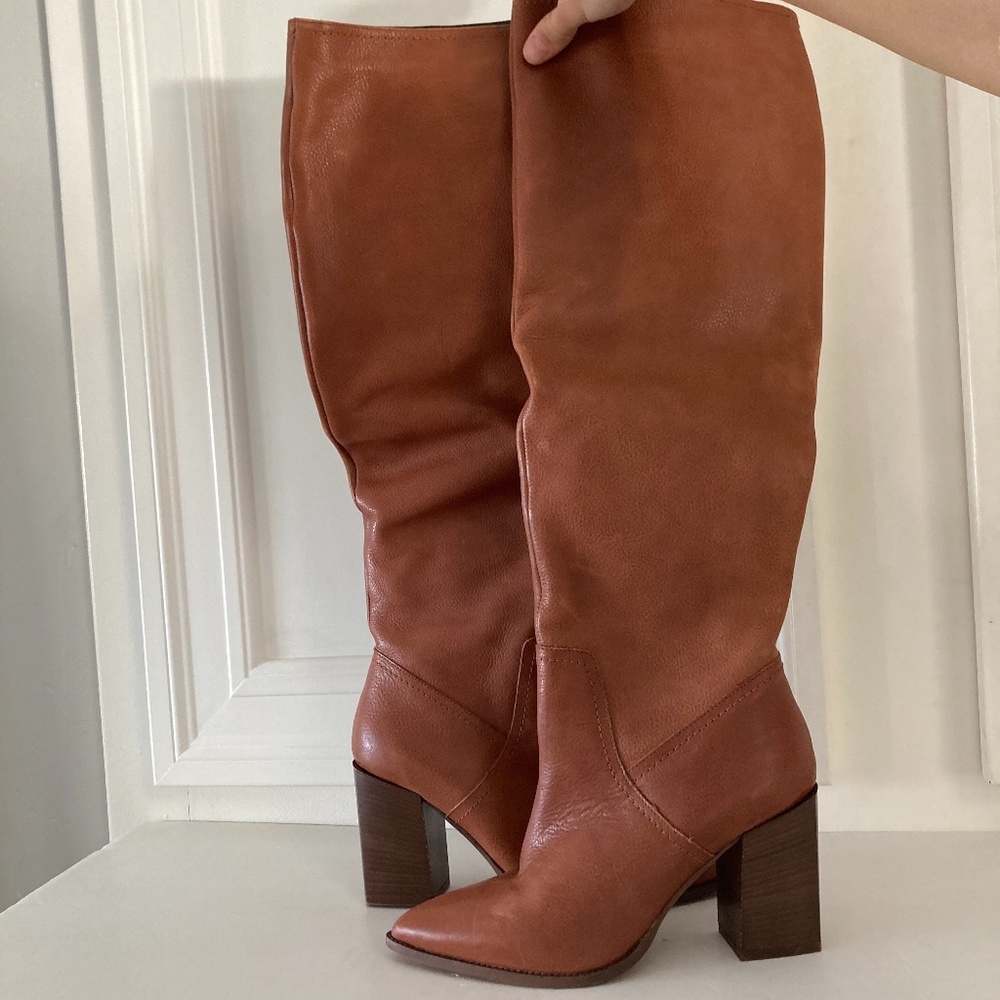 NWOT Free People Riley Tall Slouch Brown Leather Boots Sz 40/37